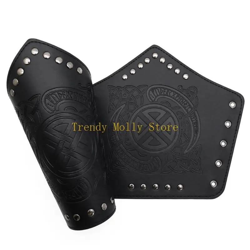 

N5KB Medieval Knight Costumes Renaissances Leather Bracers Leather Belt Halloween Party Cosplay Costumes for Adults