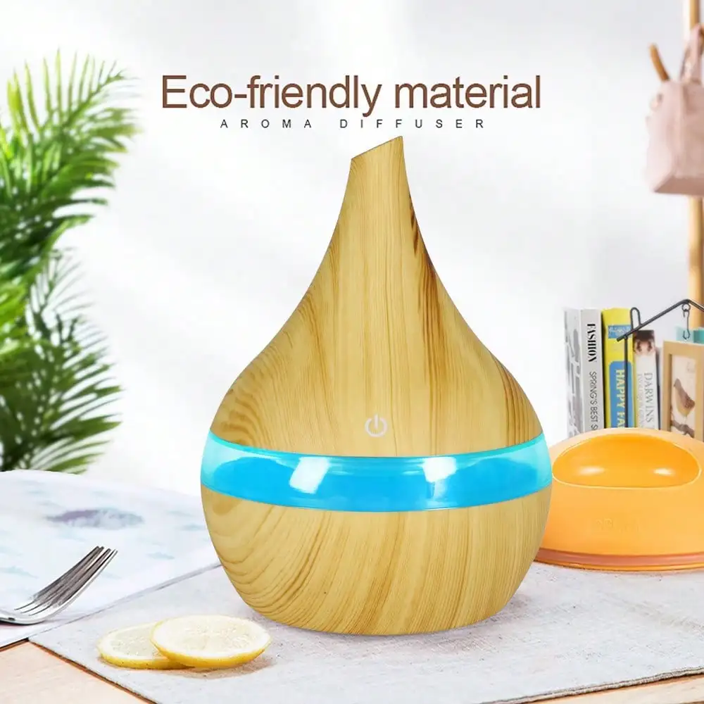 USB Essential Oil Diffuser With Remote, 300ml Ultra Quiet Humidifier, 7 Color Night Light For Desk, Nursery & Car Travel