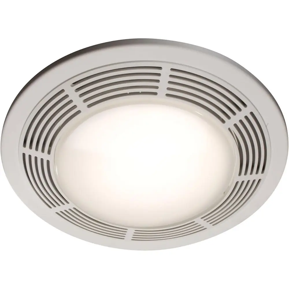

75W Round LED Light Combo, Bathroom & Home Use, White Grille, Glass Lens, 3.5 Sones, 100 CM