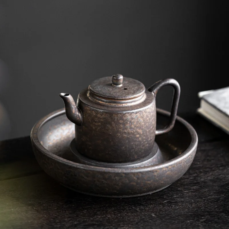 الرجعية مذهب الصدأ المزجج السيراميك الشاي وعاء اليدوية مكافحة تحرق الشاي صانع غطاء وعاء وعاء غلاية صغيرة مع فلتر الكونغ فو الشاي مجموعة هدية #5