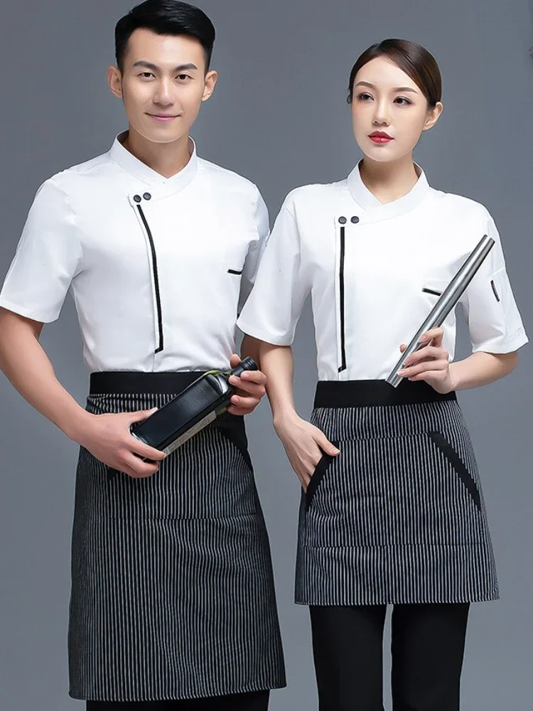 Uniforme da cuoco ristorante occidentale abbigliamento da lavoro cucina estiva abbigliamento da cuoco tuta da Catering Unisex panetteria Cafe cameriere servizio di ristorazione