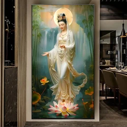 Large DIY Diamond Painting Buddha Guanyin Pictures Full Square Round Drill Mosaic Rhinestone Embroidery Cross Stitch Home Decor