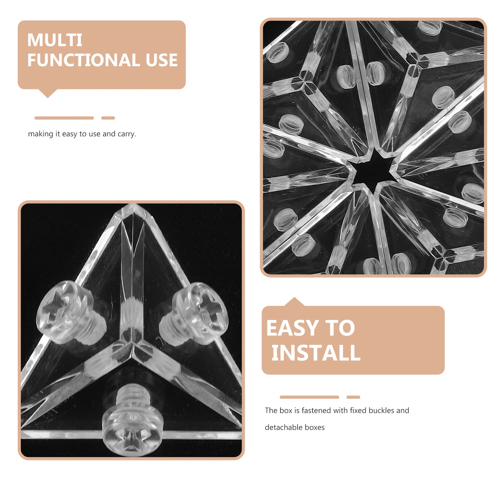 10Pcs Transparent Acrylic Angle Brackets Secure Fixation for Box Shelf Not Easy to Loosen Reusable Screws Included