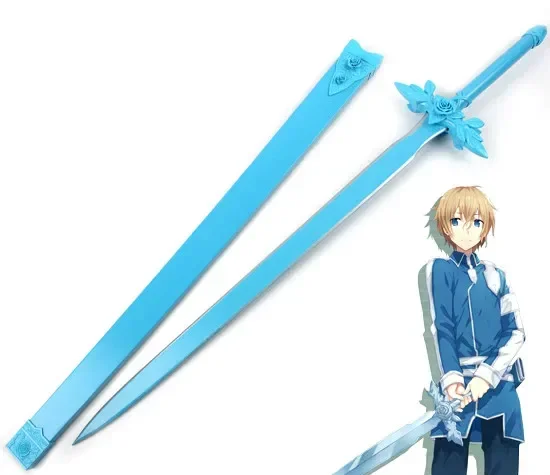 111cm Deus Domínio Eugeo Verde Azul Rosa Espada de Madeira Modelo Anime Prop Cosplay Anime Prop