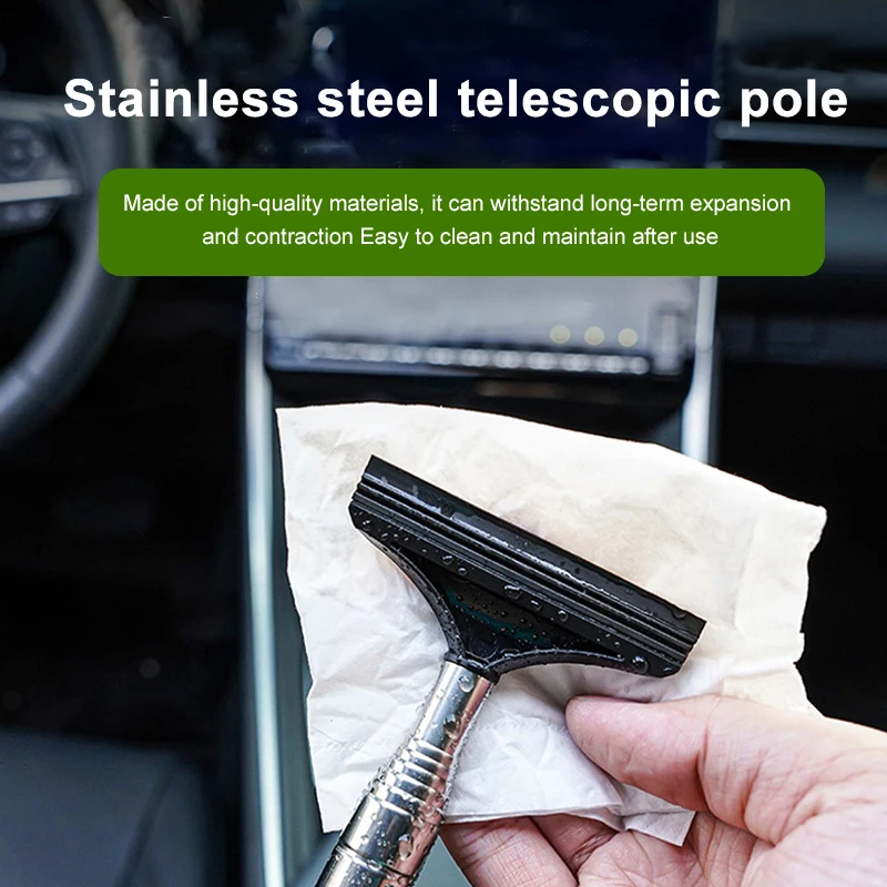 Car Rearview Mirror Wiper Telescopic Auto Mirror Squeegee Cleaner 98cm Long Handle Car Cleaning Tool Mirror Glass Mist Cleaner