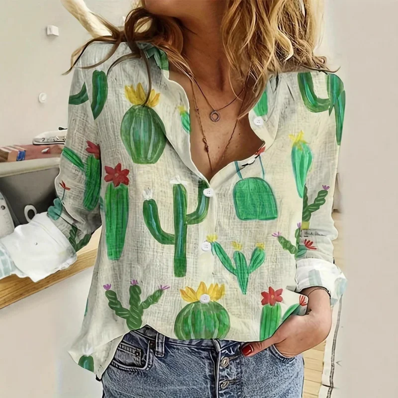 

TEMUEuropean and American Style New Spring and Autumn Women's Fashion3dPrinted Floral Polka Holiday Long Sleeve Tu