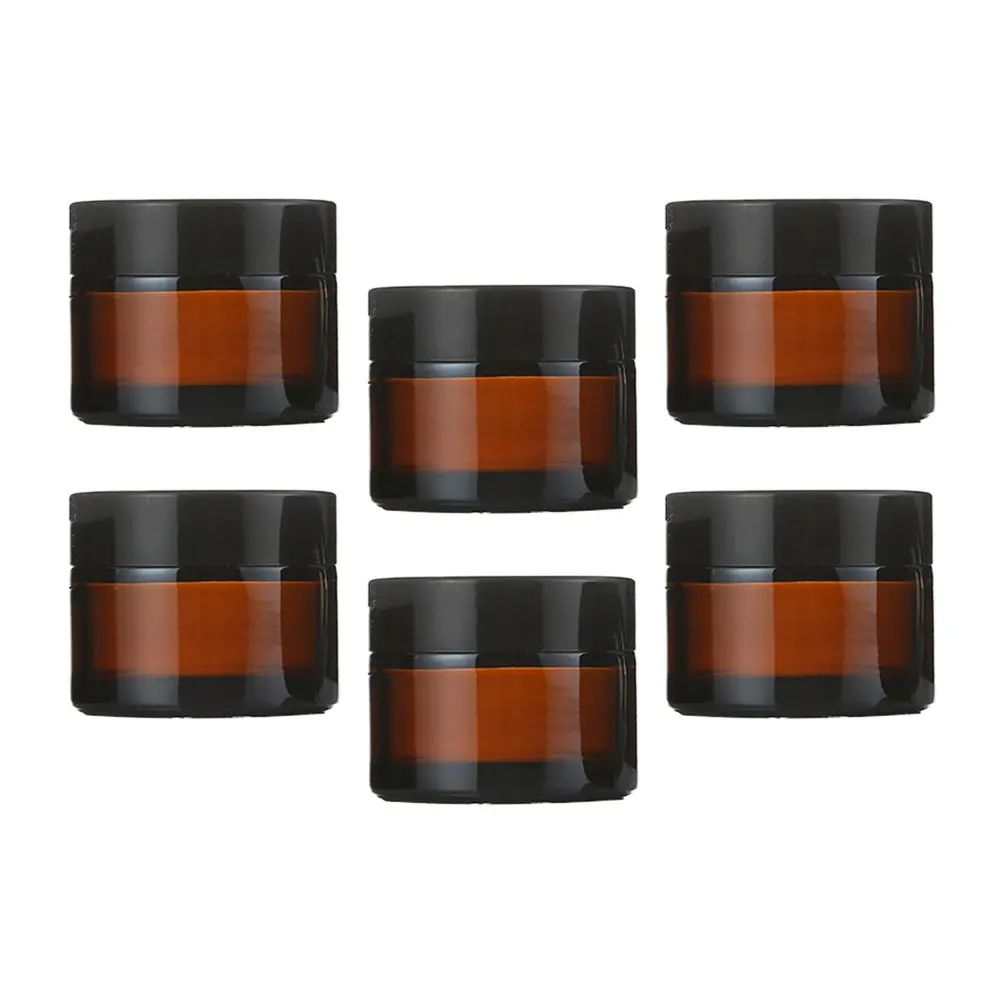 6Pcs Glass Makeup Bottles Empty Subpackaging Containers for Cream Powder Cosmetics Storage Holder Portable Leak Proof Travel
