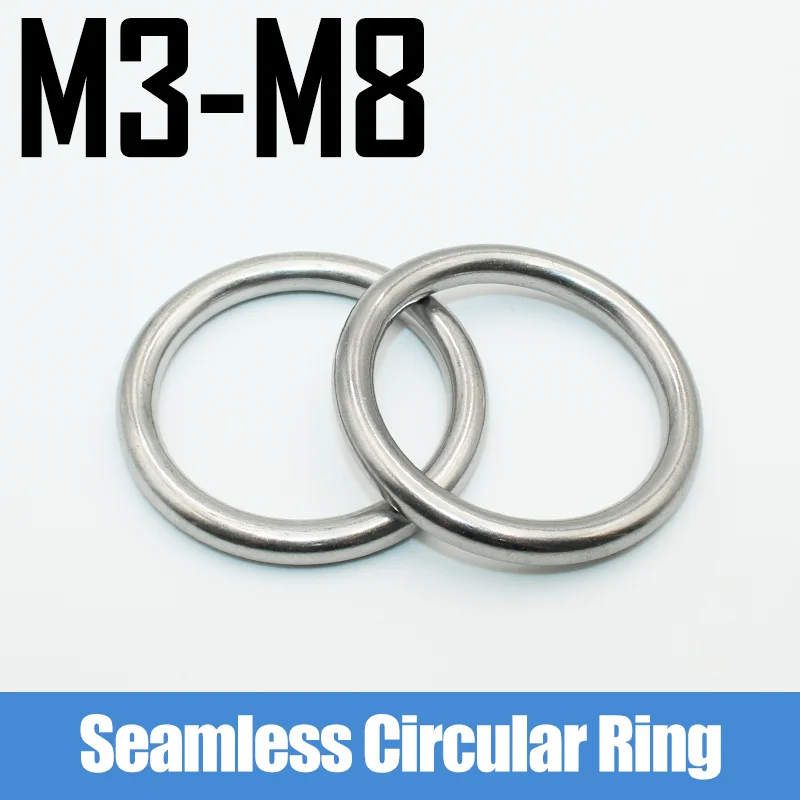 

Seamless High Strength Smooth Solid O Ring 304 Stainless Steel M3 M5 M6 M8 for Split Fishing Connector Pet Pull Heavy Duty Ring