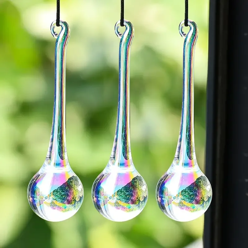 1 pc Glass raindrop Suncatcher, multi-colored crystal prism for chandeliers, gardens, Christmas trees, wedding decorations