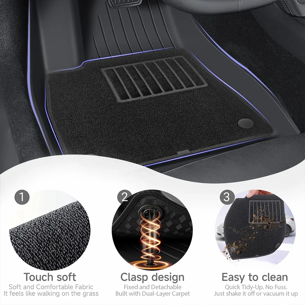 TESUPPORT Floor Mats for Tesla Model 3 Highland 2024-2026 Accessories TPE Anti-slip Waterproof Trunk Mat Cargo Liner