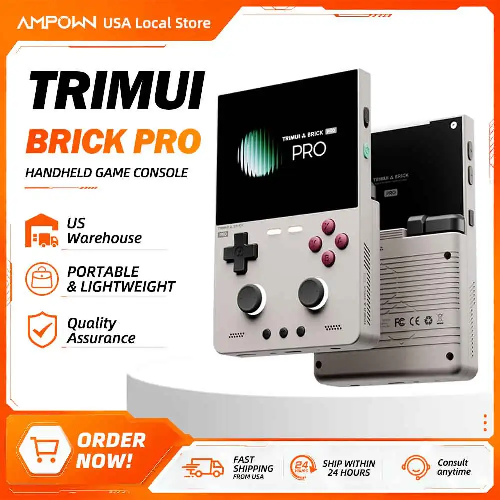 Trimui Brick Pro Retro Handheld Game Console 5000mAh Long Battery CNC Unibody Hall Effect Joysticks 3.95" IPS Linux Gaming Device