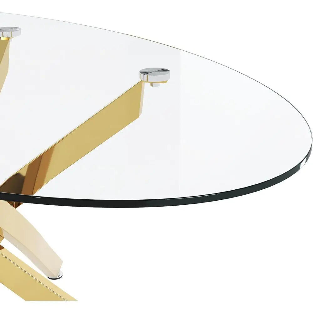 Oval Gold Chrome Legged Coffee Table, Modern Design for Living & Home Office