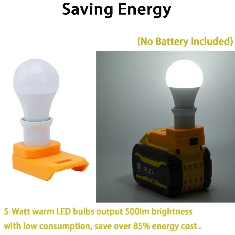 For Dewalt 20V Li-ion Battery  Cordless Portable E27 Bulb Lamp LED Light For Indoor And Outdoor Work Light (Not include battery)