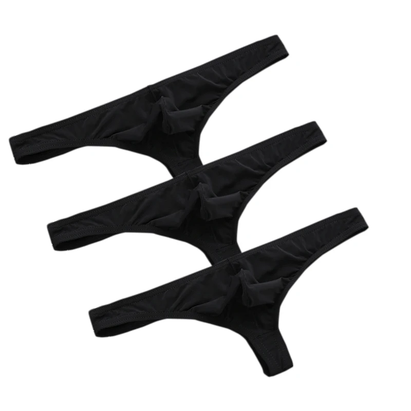 3 Stks/set Strings Ijs Zijde Slipje Ultra-Dunne T-Back Ademende Onderbroek Sexy Heren Lage Taille G-String U Zakje Ondergoed Bikini