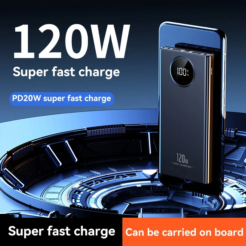 Xiaomi-Batterie Externe Portable 50000mAh, 120W, Charge Rapide, Super Mince, avec Touriste, USB, pour iPhone, Android