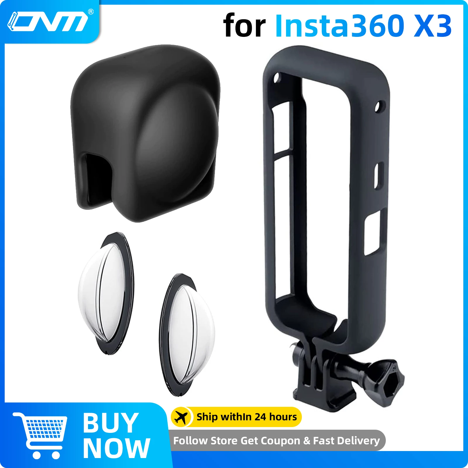 Insta360 X3 Lens Cap Protector + Protection Frame + Lens Guards for Insta 360 X3 Camera Protector Set Anti-scratch Accessories