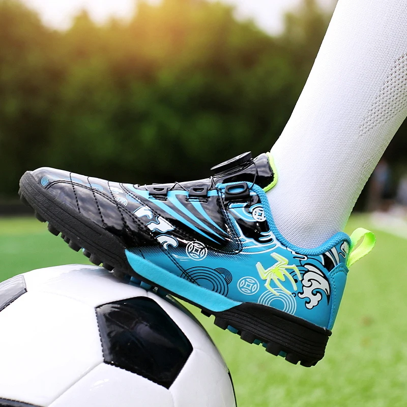 Unisex Simple Soccer Training Shoes Flexible Soft Insole Sweat Wicking Mesh Upper Anti Slip Studs Outdoor Match Athletic Sneaker
