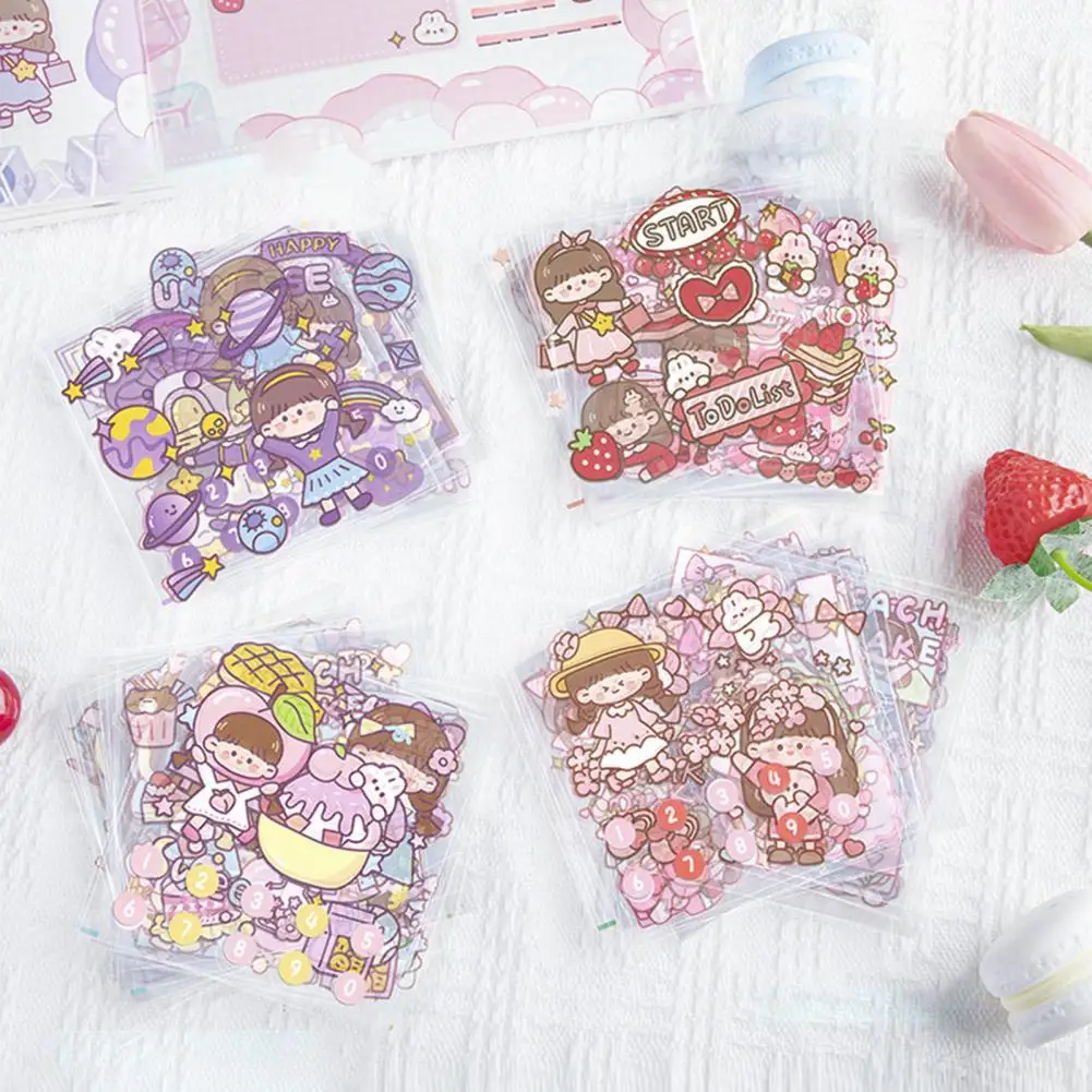 25Pcs/Set Scrapbook Sticker Cartoon Girl Rabbit Theme Planner Journaling Decal DIY Rabbit Stickers Waterproof Stationery Sticker