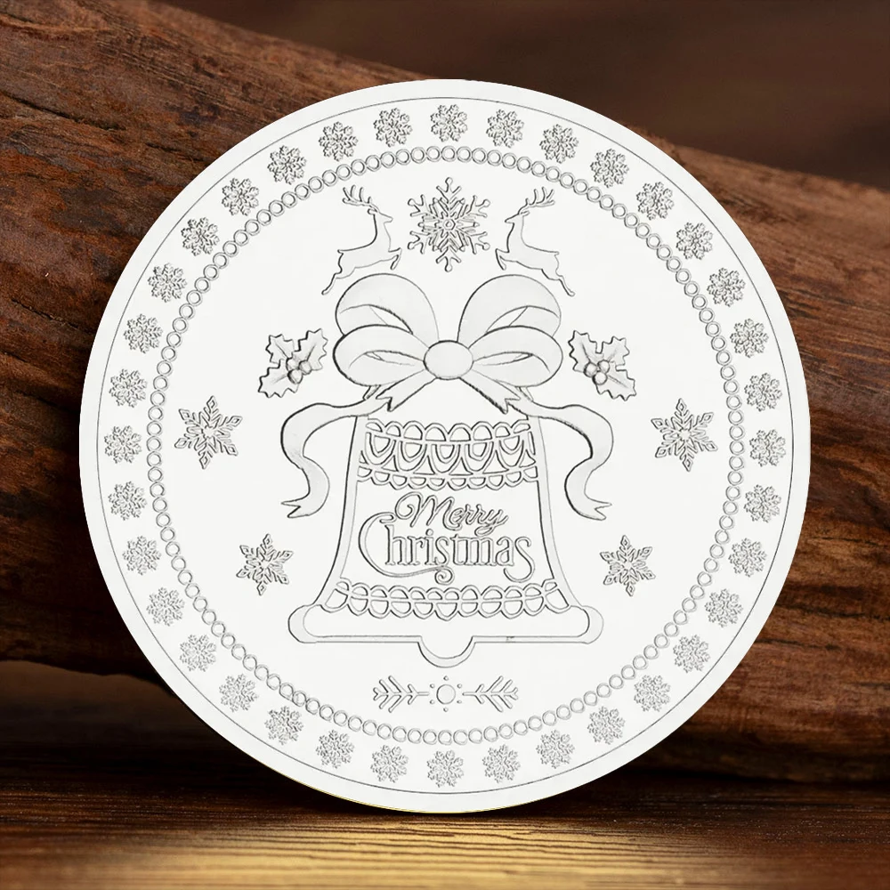 Merry Christmas Present Wishing Coins Silvery Plated Xmas Santa Claus Souvenris Coin Santa Stocking Filler Gifts