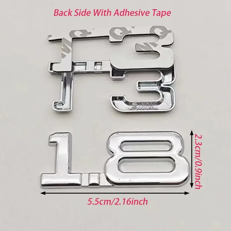 3D Metal Car Displacement 1.6 1.8 T Volume Logo Car Rear Trunk Emblem Badge Vehicle Sticker