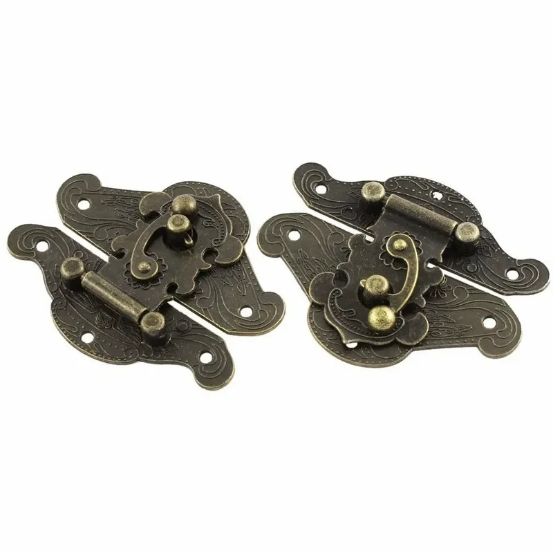 5-20pcs Vintage Metal Hasp Latch Clasp with Screws, Antique Hardware for Decorative Wooden Box Furniture Leather Bag Lock