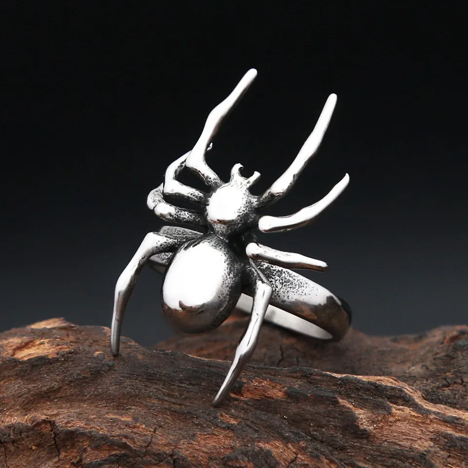 Vintage Gothic 316L Edelstahl Spinne Ringe Für Männer Frauen Mode Punk Einzigartige Tier Ring Partei Schmuck Halloween Geschenke