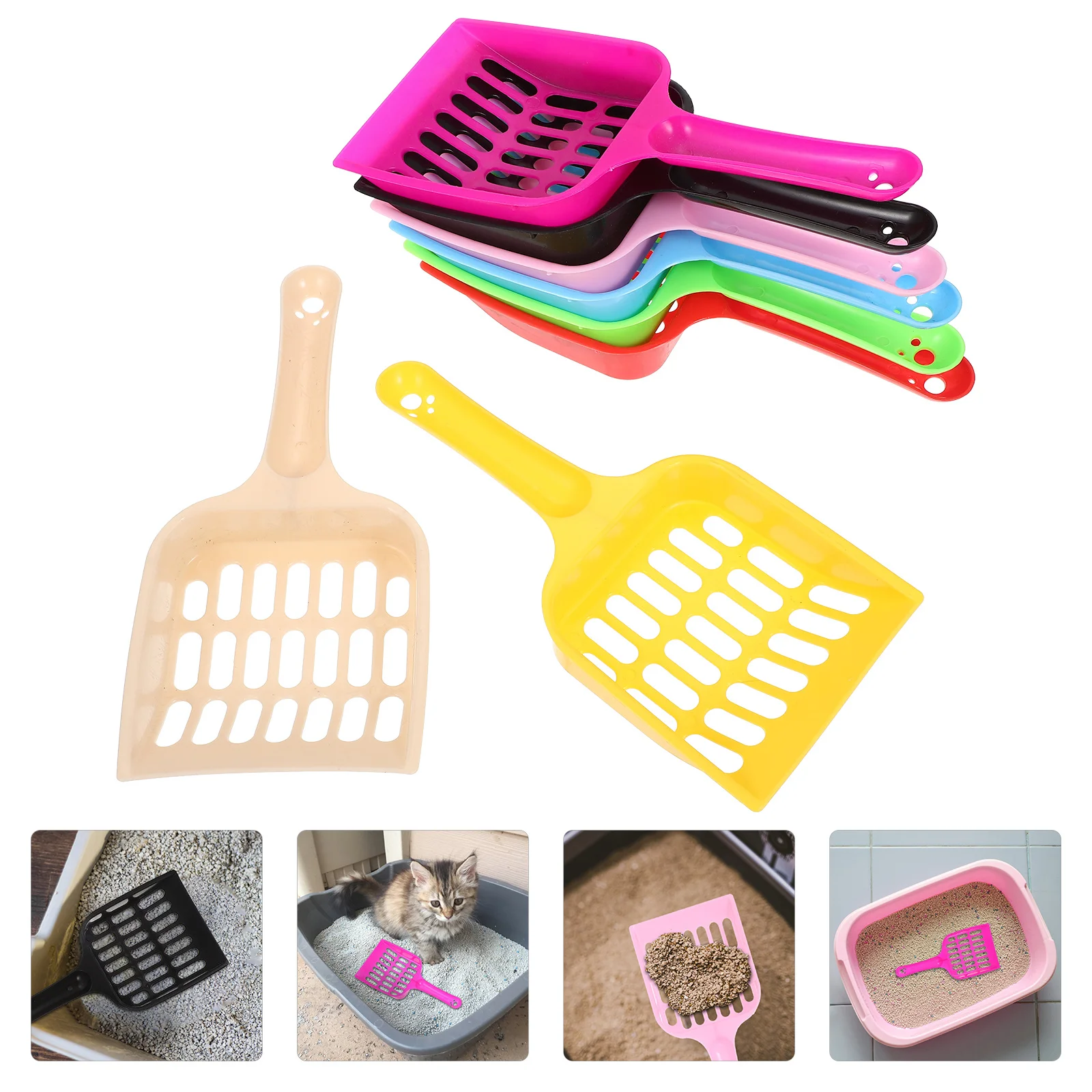 

8Pcs Cat Litter Shovel Plastic Compact Size Sturdy Practical Smooth Surface Cat Litter Scoop for Easy Cleaning