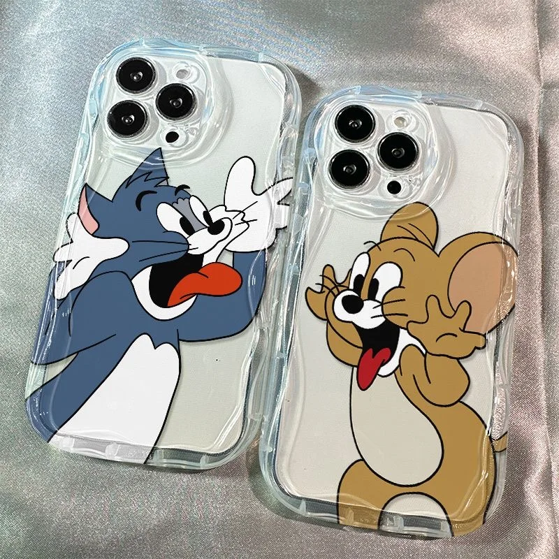 Cartoon Cute Toms Jerrys 3D Wave Phone Case For Samsung Galaxy S24 S23 S21 S20 FE Plus Ultra 4G 5G Soft Silicone Back Cover