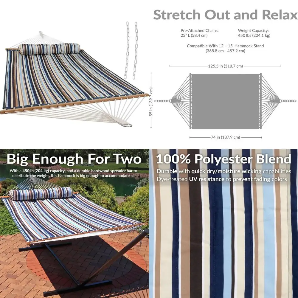 

Двойной гамак Quilty с разбрасывателями — грузоподъемность 450 фунтов для использования на открытом воздухе — Ocean Isle