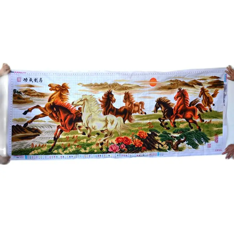 

Cross Stitch finished / success to eight Pentium Eight Horses Horses cross stitch / cross stitch landscape painting