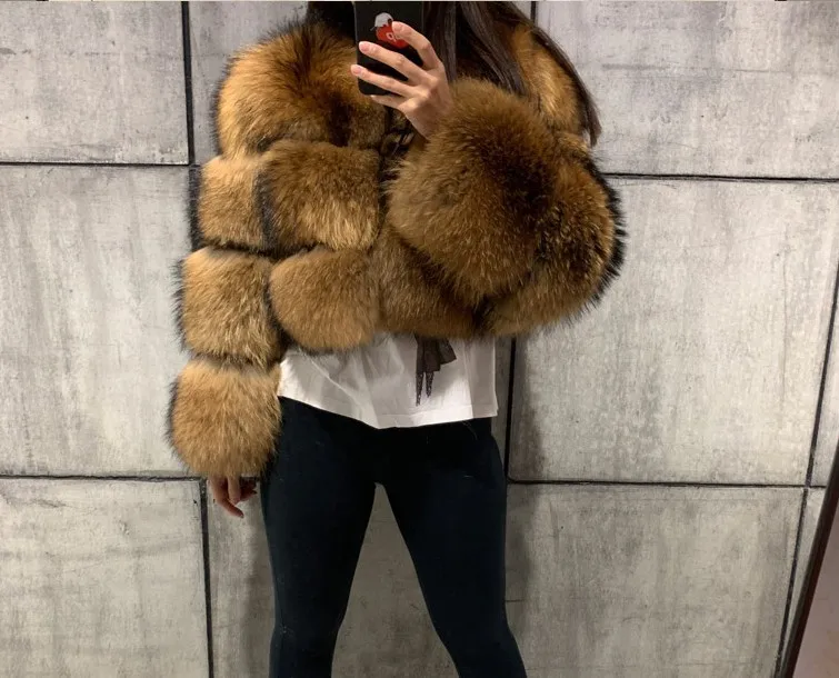 2024 Winter Real Natural Raccoon Fox Fur Women Coat Short Leather Thickened Warm Jacket Elegant Fashionable Overcoats