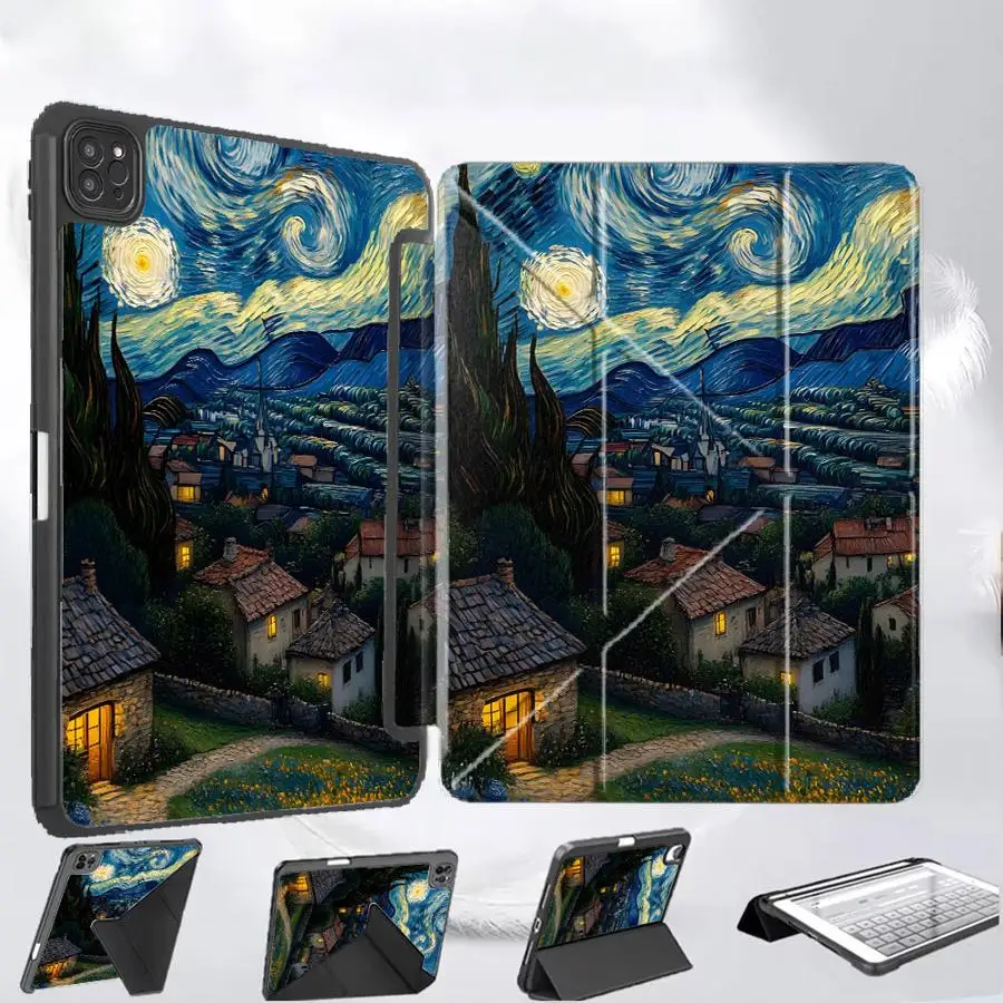 

Village Art Painting Tablet Case For iPad Pro 2025 Air 4 5 M3 M2 M4 11inch Mini 6 7 Pro 11th 10th 9th 8th 7th 12.9inch Holder