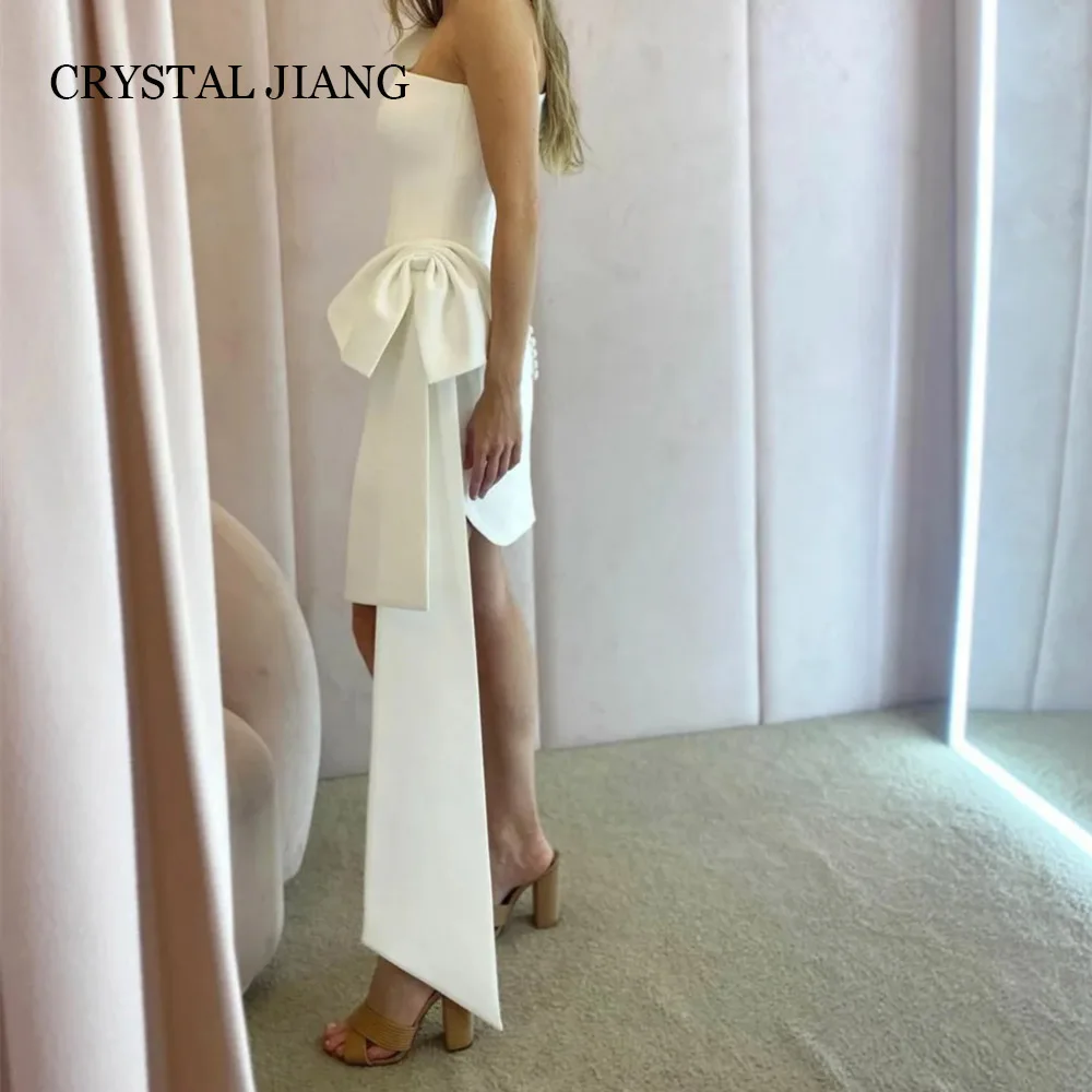 Simple Short Ivory Satin One Shoulder Wedding Dresses Sleeveless Sheath Knee Length Vestido De Novia Bridal Gowns