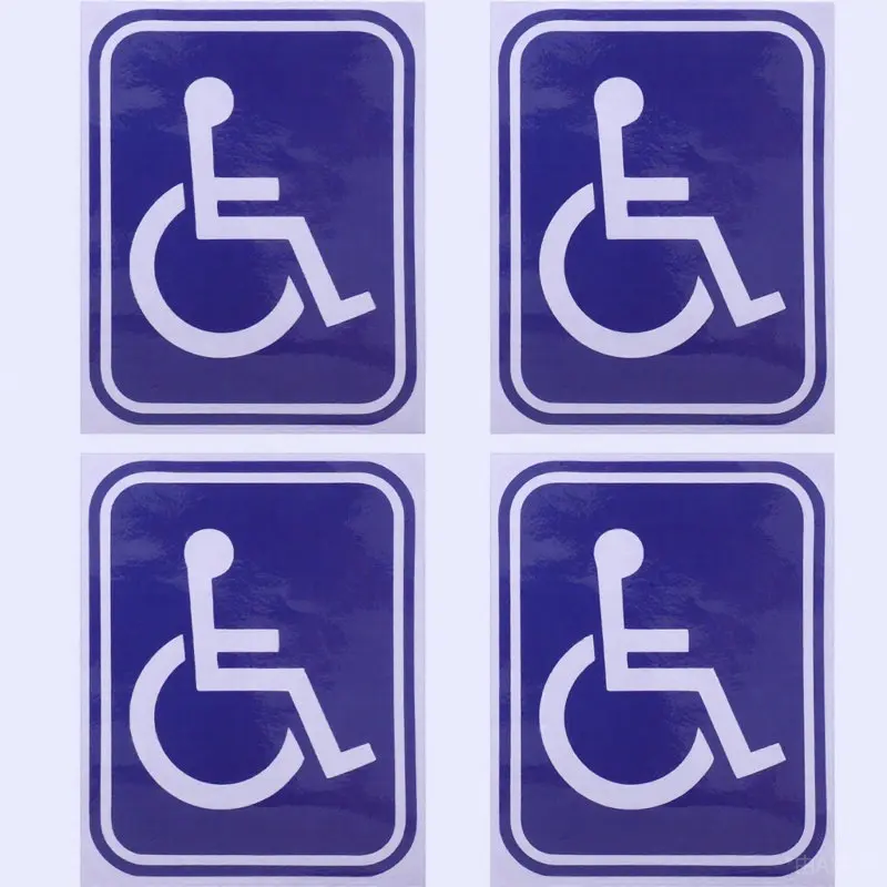 4Pcs Disabled Wheelchair Sign Sticker Adhesive Disability Symbol Decal Flexible Long Life for Elevator Restroom Door Car Window view 6
