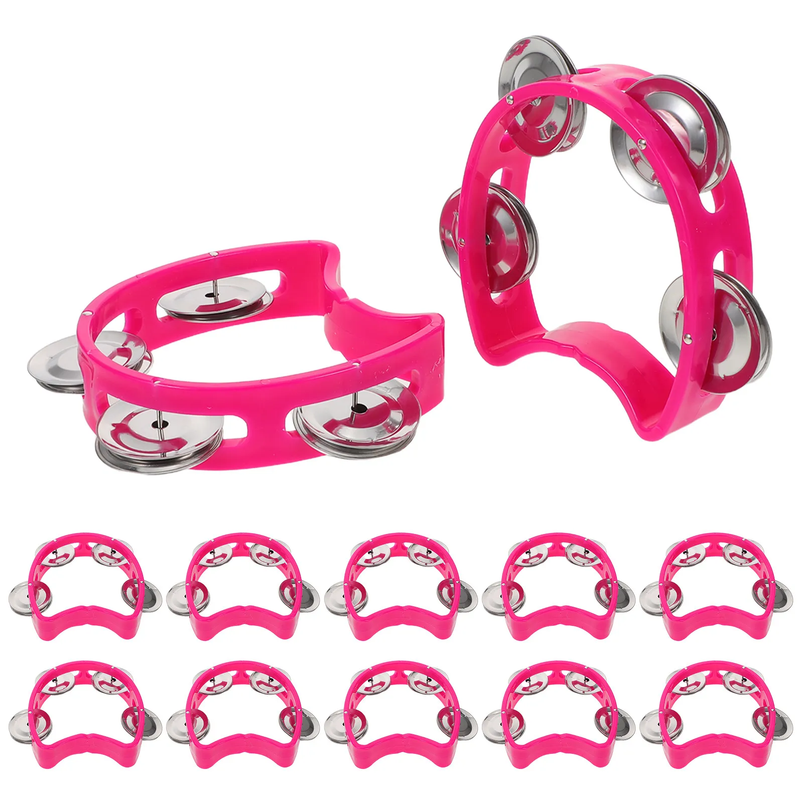 

12Pcs Plastic Tambourine Hand Drum for : 4 Jingling Bells Shaker Instrument Promotes Rhythm Skills Group Music Play