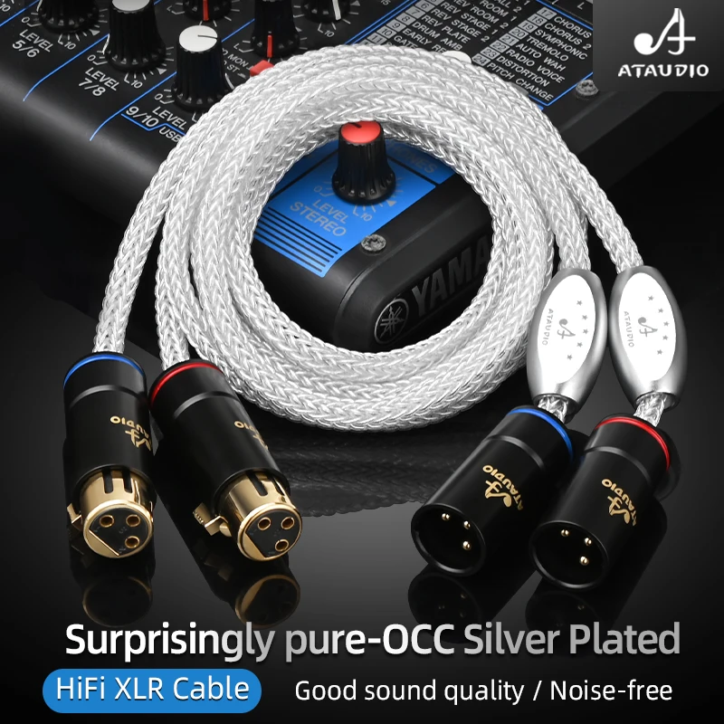 ATAUDIO HiFi posrebrzany kabel Audio OCC XLR do miksowania odtwarzacza CD 2XLR kabel zbalansowany XLR męski do XLR żeński kabel wzmacniacza