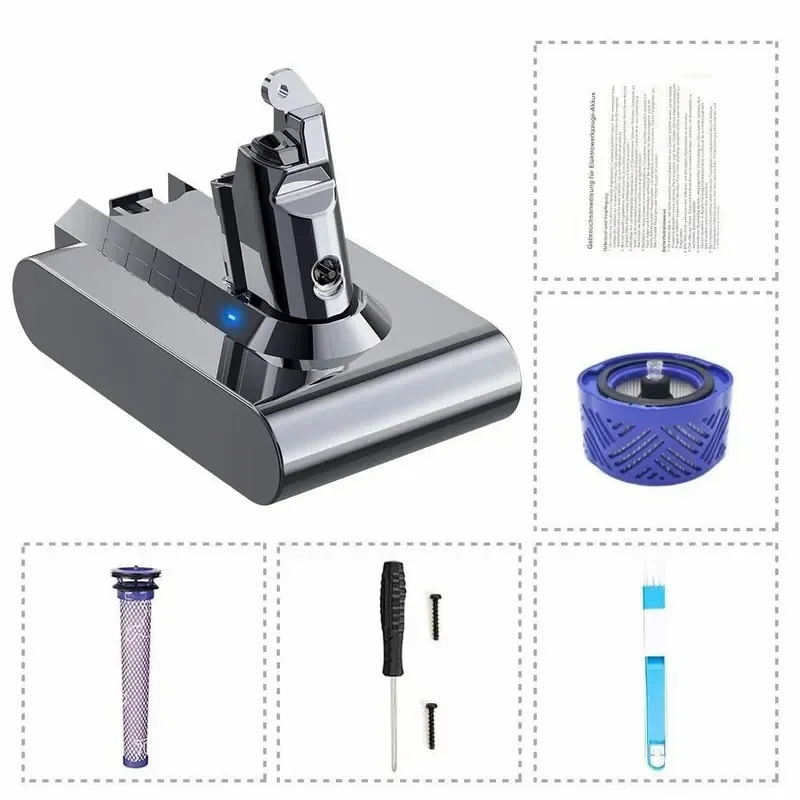 For Dyson V6 DC56,DC58,DC59,DC61,DC62 SV03,21,6 В Li-Ion Vacuum Cleaner Battery (4000 mAh)