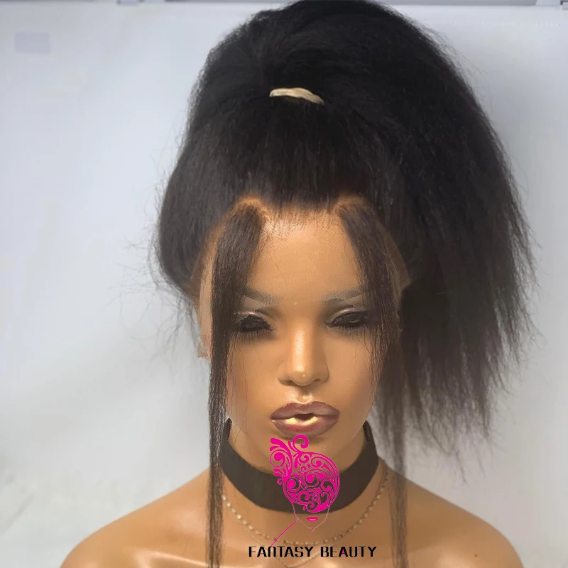 Natural Black Light Yaki Straight 13x4 Deep Part Lace Front Synthetic Hair Wigs for Black Women Pre Plucked Lace Wigs Baby Hair