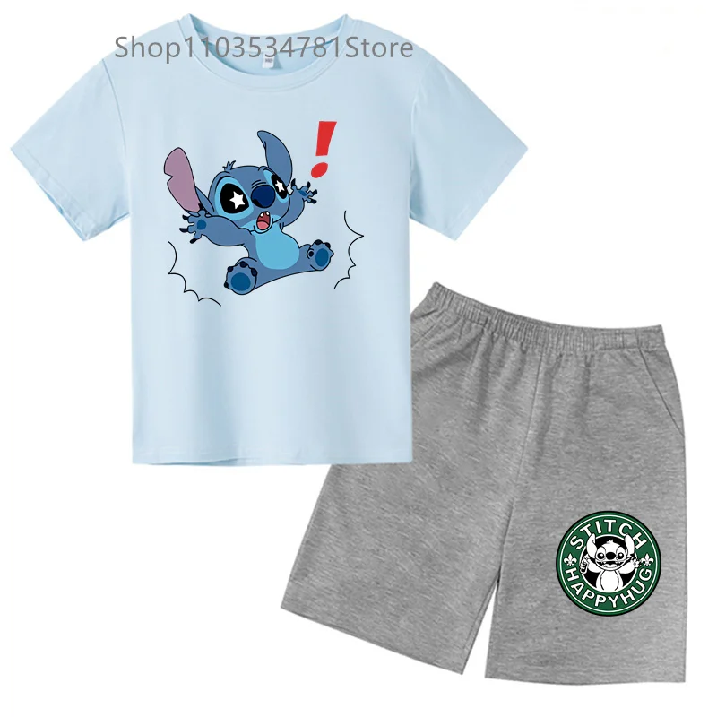 Fashion  Children's Baby Two-piece T-shirt Set Boy Round Neck Casual Short Sleeve Girl Short Sleeve Shorts