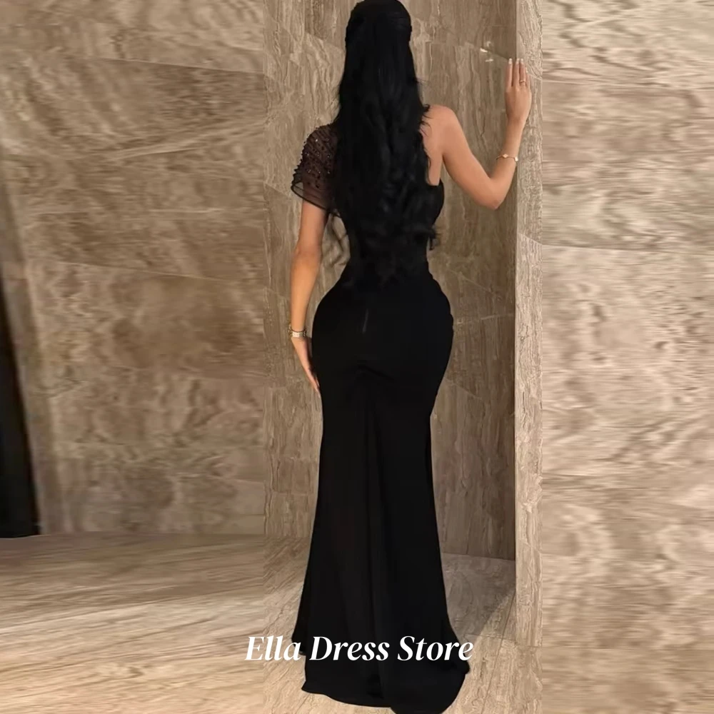 Classic Black Jersey Mermaid Customized Evening Dress Formal One Shoulder Homecoming Dress Crystal Special Occasion Gowns image 2
