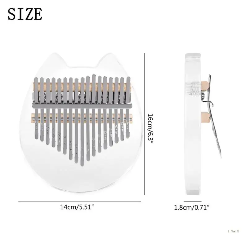 M5TC 17 teclas Acrílico Kalimba Dedo Piano Kalimba 17 teclas Profissional Piano Polegar Instrumento Musical Portátil com