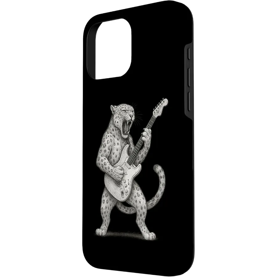 Snow Leopard Playing E-Gitarren-Hülle für iPhone 16Pro Max