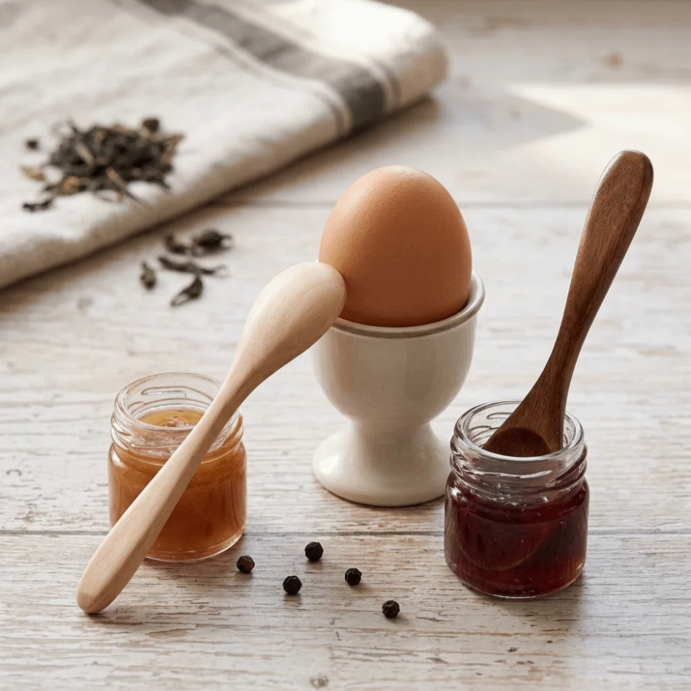 2Pcs Wooden Rice Spoon Smooth Polished Food Scoop Creative Stylized Anti-break Structure Serving Tableware Food Decor Display