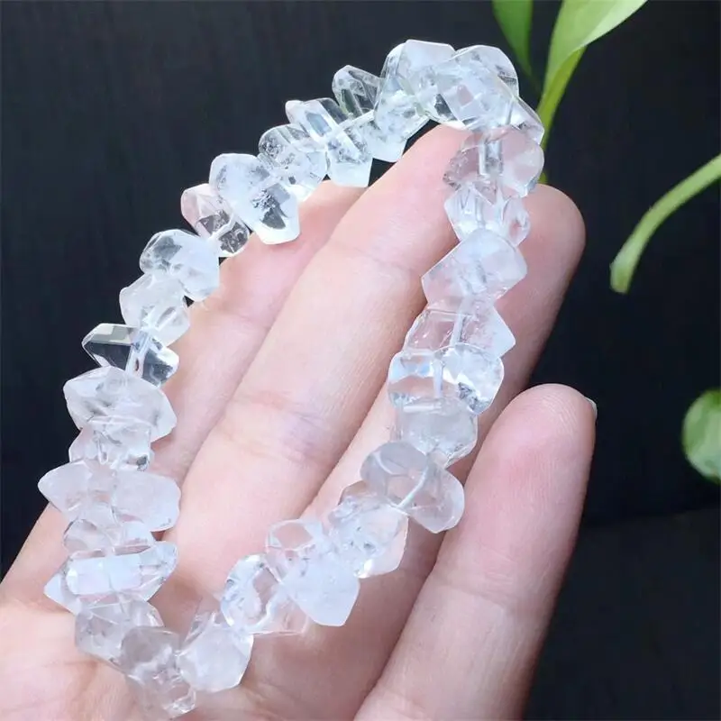 Natural Double Point Herkimer Diamond Bracelet Jewelry Women Strand Bracelets Lucky Energy Jewelry Valentine's Day Gift 13-15MM