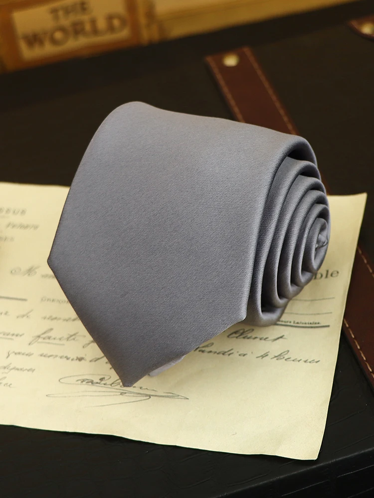 

High Quality Gray Black Striped Pattern Tie For Men's Business Banquet Shirt Accessories 7.5CM Wide Handmade Knotted Cravat