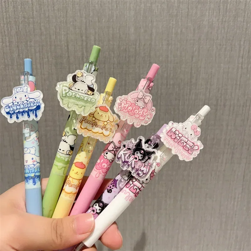 Imagem -06 - Sanrio-acrílico Patch Gel Pen Sanrio Kuromi Melodia Pochacco Caneta dos Desenhos Animados Neutro Papelaria Bonito Estudante Atacado 48 Pcs