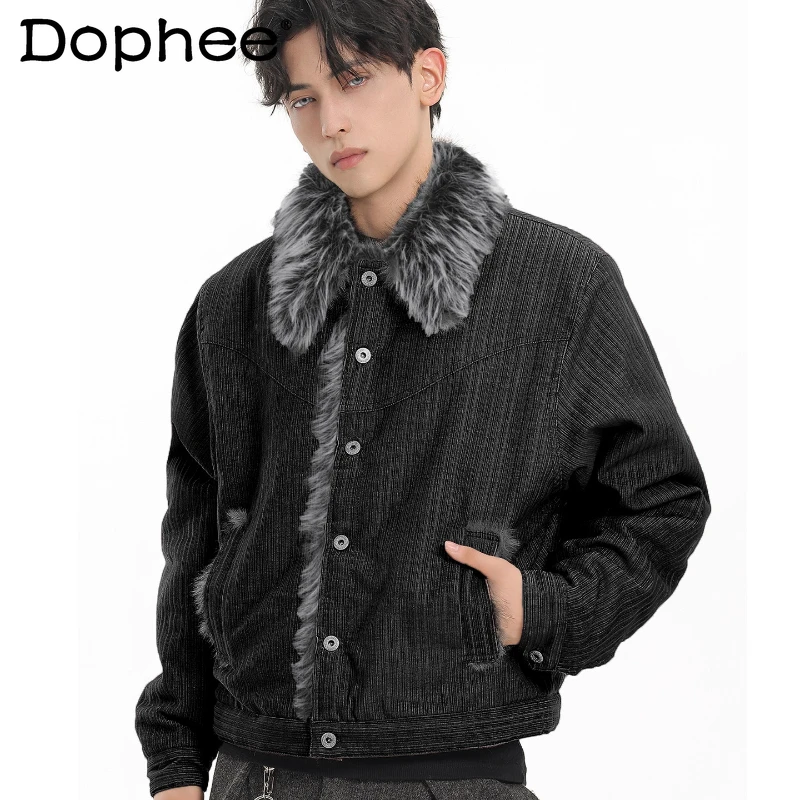 

Men's 2025 Winter New High Street Striped Parkas Men's Retro Stylish Warm Thickened Parkas Male Handsome Long Sleeve Chic Coats