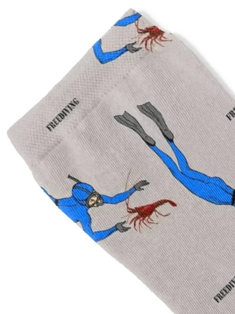 Freediving Diver Observing a Spiny Lobster Underwater Socks gifts retro professional running ankle Women Socks Men's