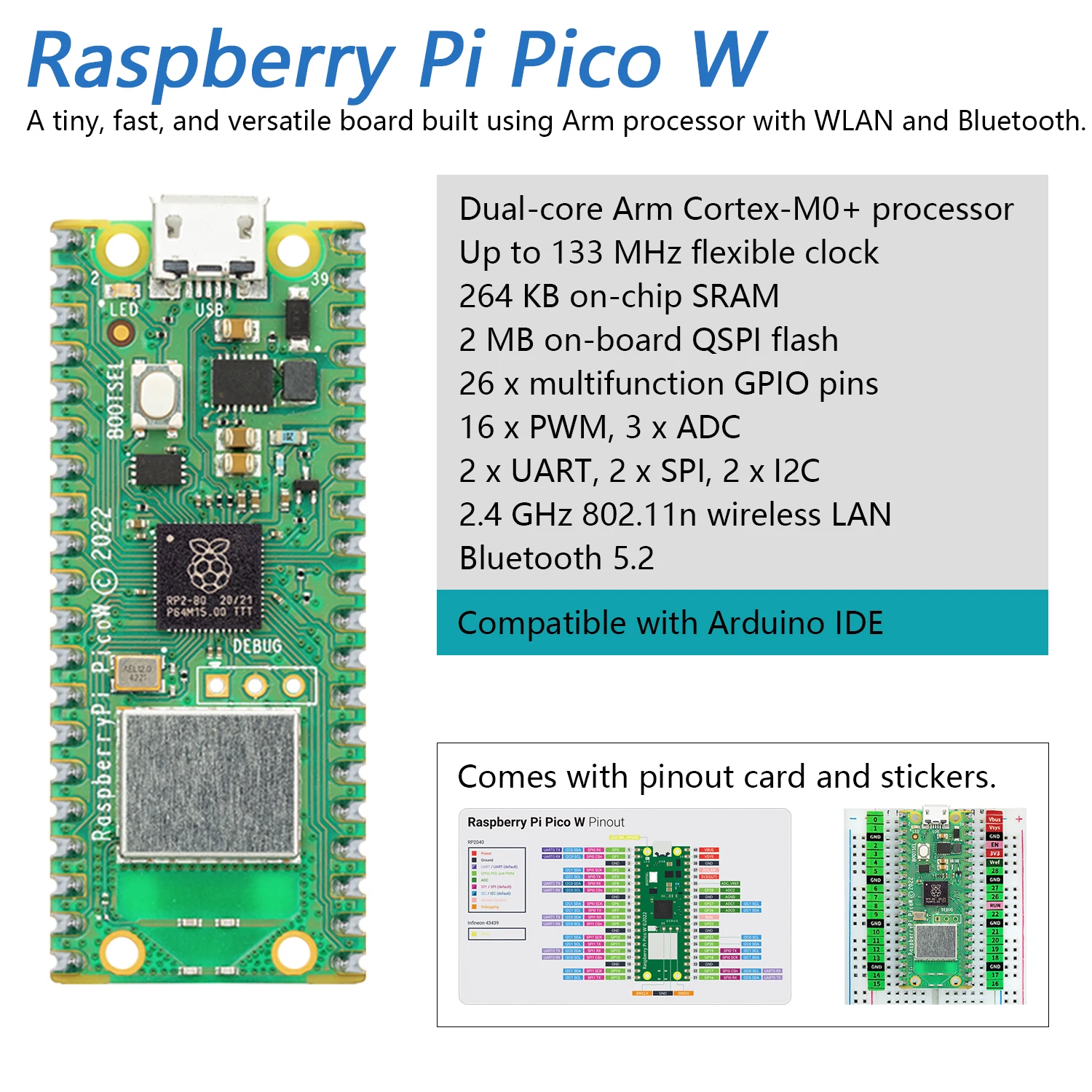 Freenove Raspberry Pi Pico (W)، وحدة تحكم دقيقة بذراع Cortex-M0+ ثنائية النواة، لوحة تطوير، Python C Java، مشاريع تعليمية