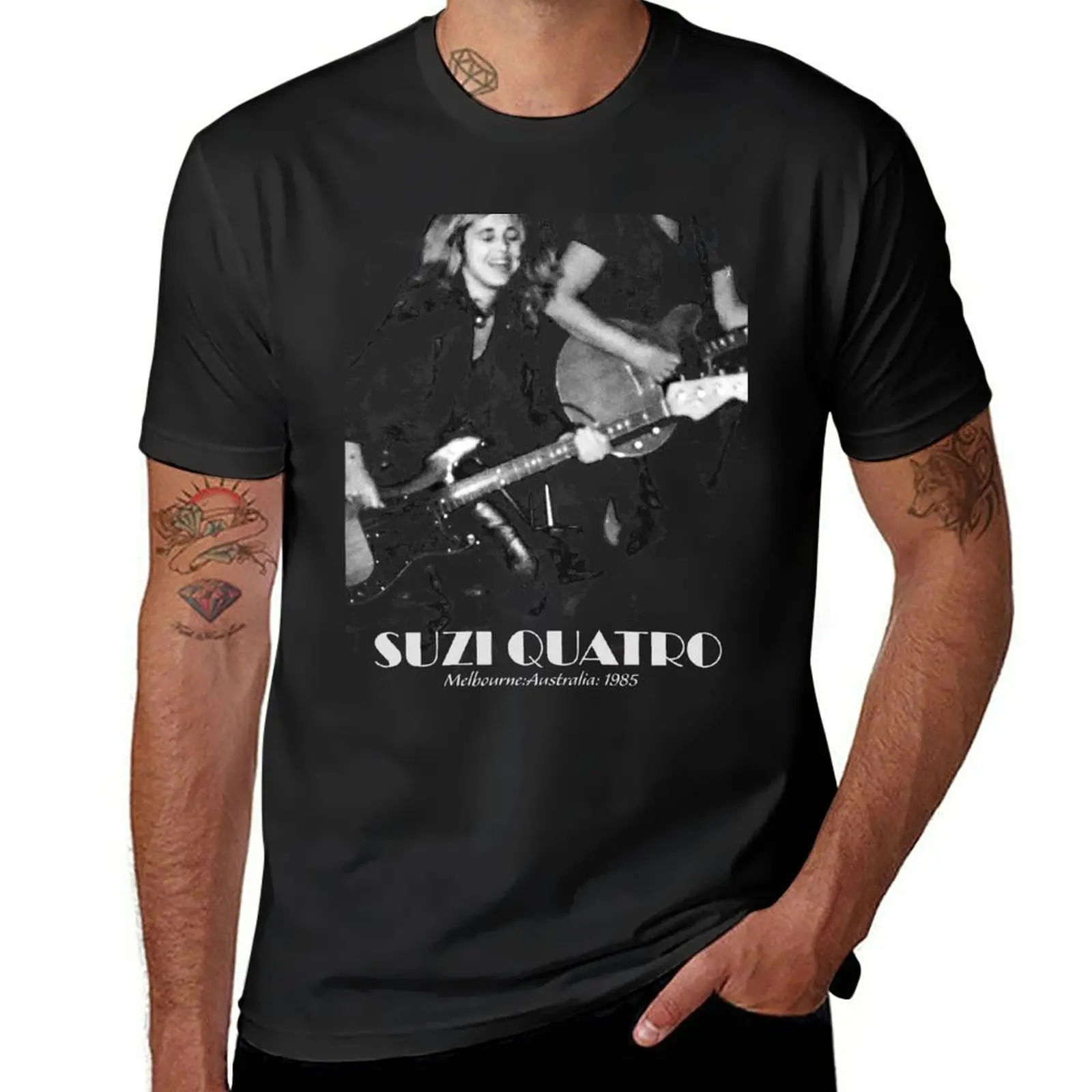 Suzi Quatro: Melbourne:Australia 1985 T-Shirt oversizeds funnys for a boy mens white t shirts